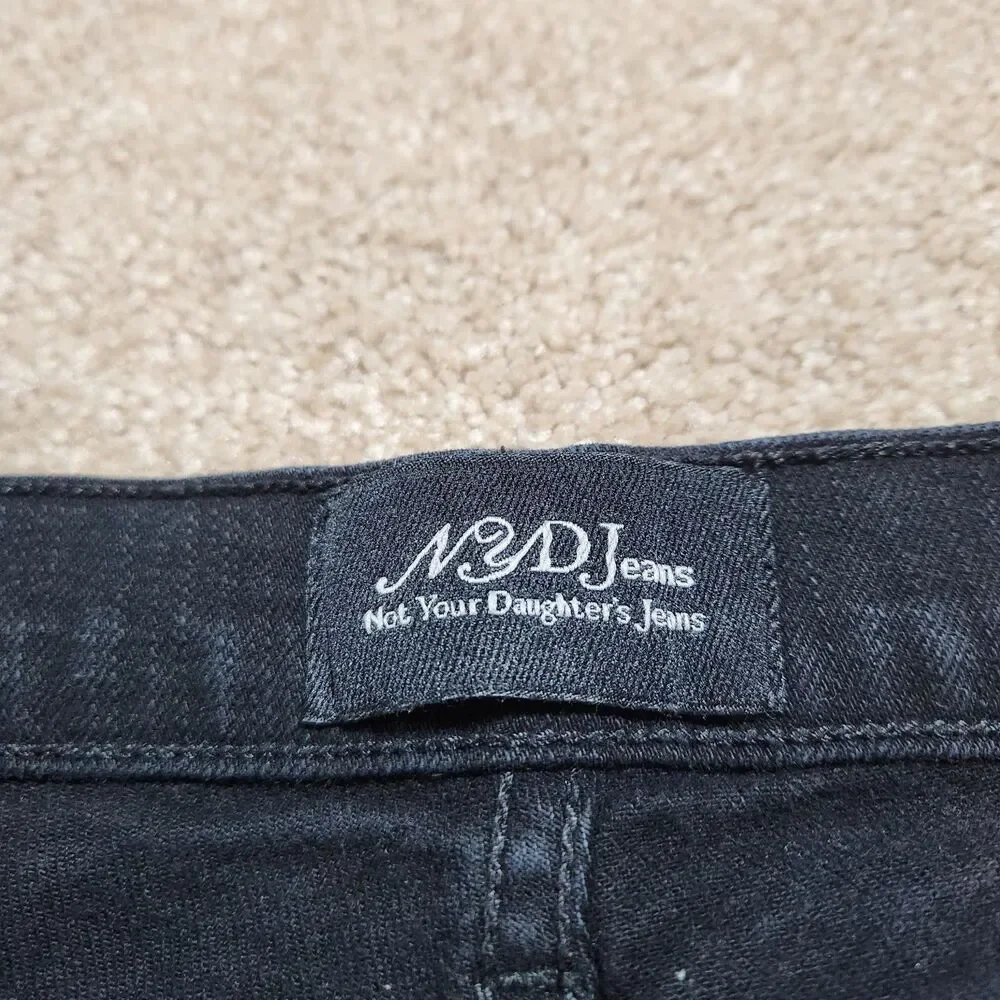 NYDJ Jeans Women 14P Black Mid Rise Bootcut Studded Back Pockets Made In USA